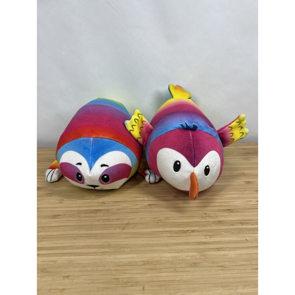 Bun Bun Rainbow Plush Lot of 2 Owl & Fox Good Stuff Basic Fun Stuffed Animals 7"